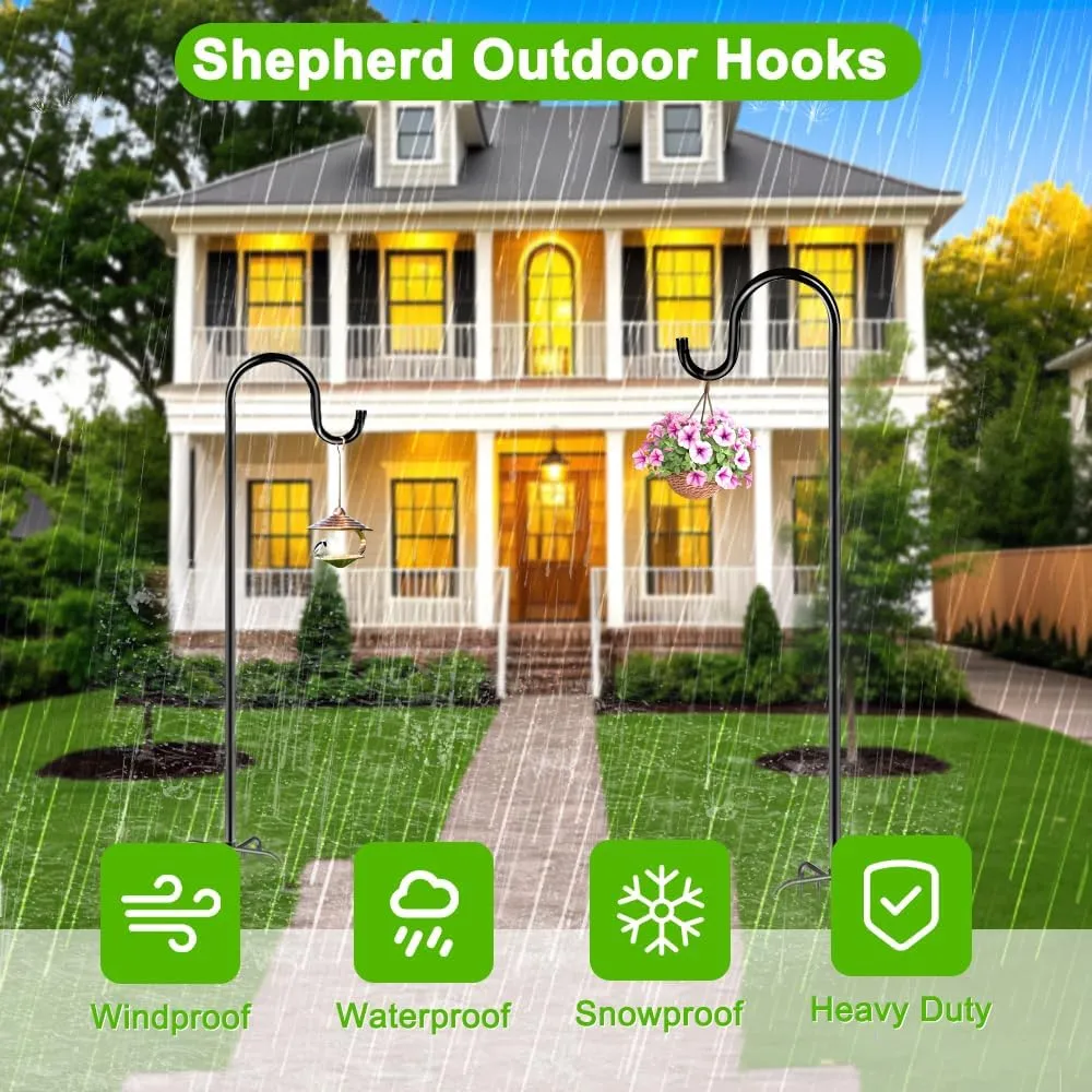 84" Shepherds Hooks for Outdoor, Heavy Duty Bird Feeder Pole with 7 Prongs Base for Hanging Lantern, Hummingbird Feeder, Plant Baskets, Shepherds Hook for Bird Feeders for Outside, 1 Pack
