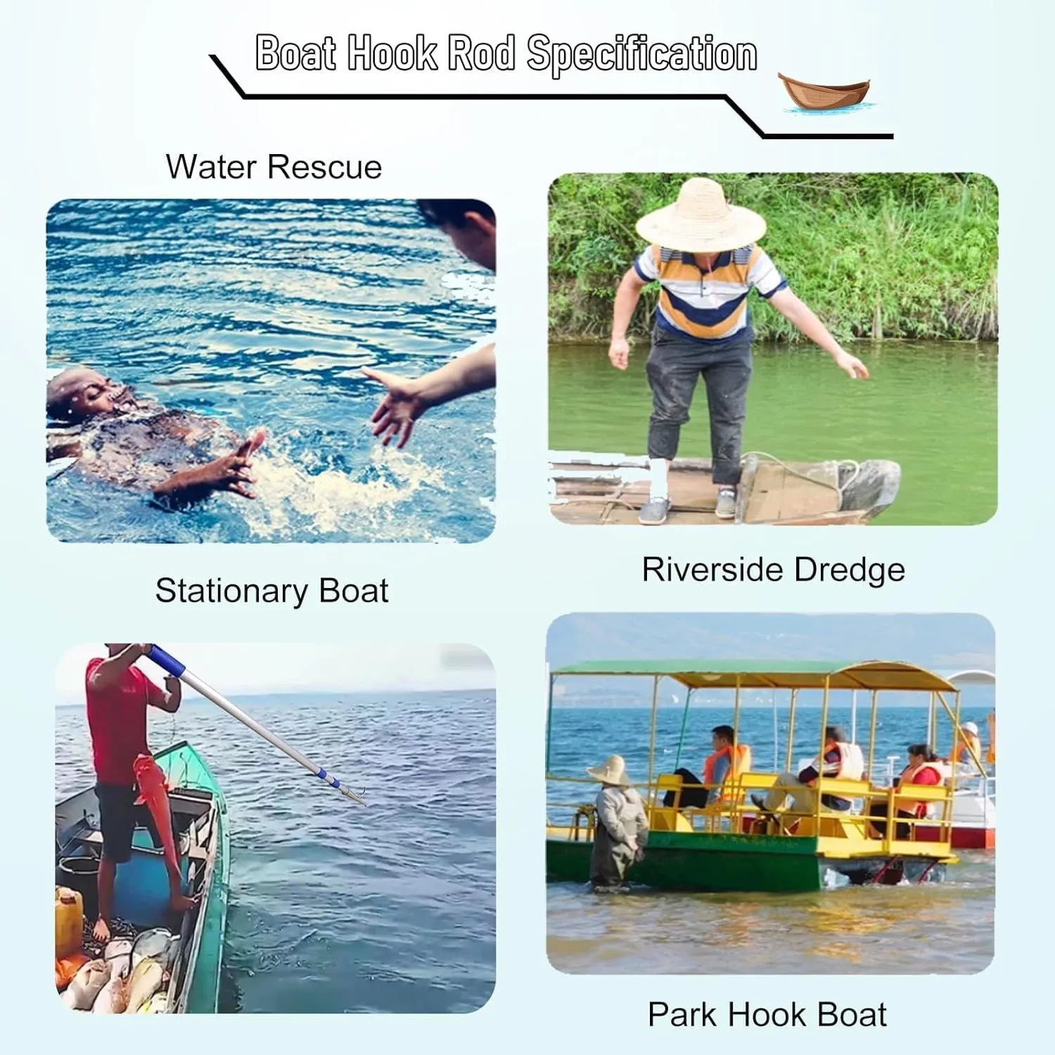 9 13 16 20 23 26 FT Pulling Poles Rods with Aluminum Extension Pole, Boat Hooks for Docking Telescoping, Water Rescue/Push-Pull/Boating Lightweight Docks Stick