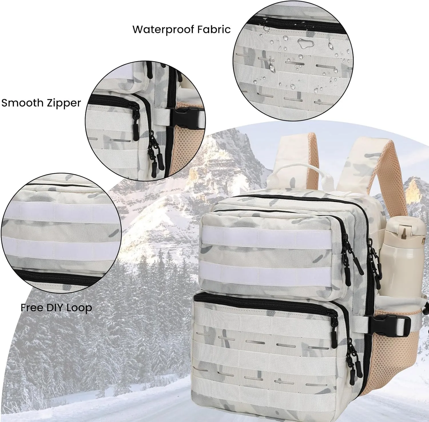 9L Mini Tactical Backpack for Men Women,Small Military Tactical Backpack for Sport,Gym,Hiking,Travel,Camping(Ice Camo)