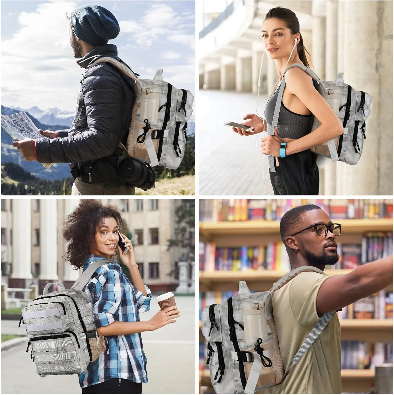 9L Mini Tactical Backpack for Men Women,Small Military Tactical Backpack for Sport,Gym,Hiking,Travel,Camping(Ice Camo)