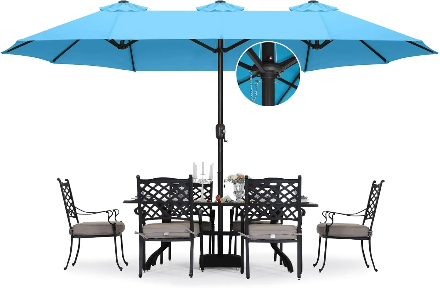 ABCCANOPY 15FT Double-Sided Aluminum Table Patio Umbrella Garden Large Umbrella,Swimming Pool 12 Colors,Turquoise