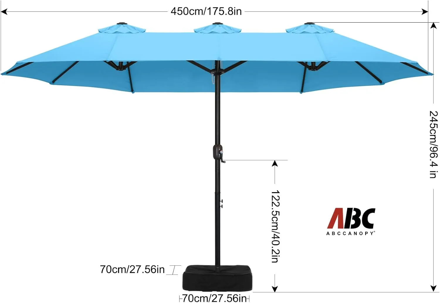 ABCCANOPY 15FT Double-Sided Aluminum Table Patio Umbrella Garden Large Umbrella,Swimming Pool 12 Colors,Turquoise