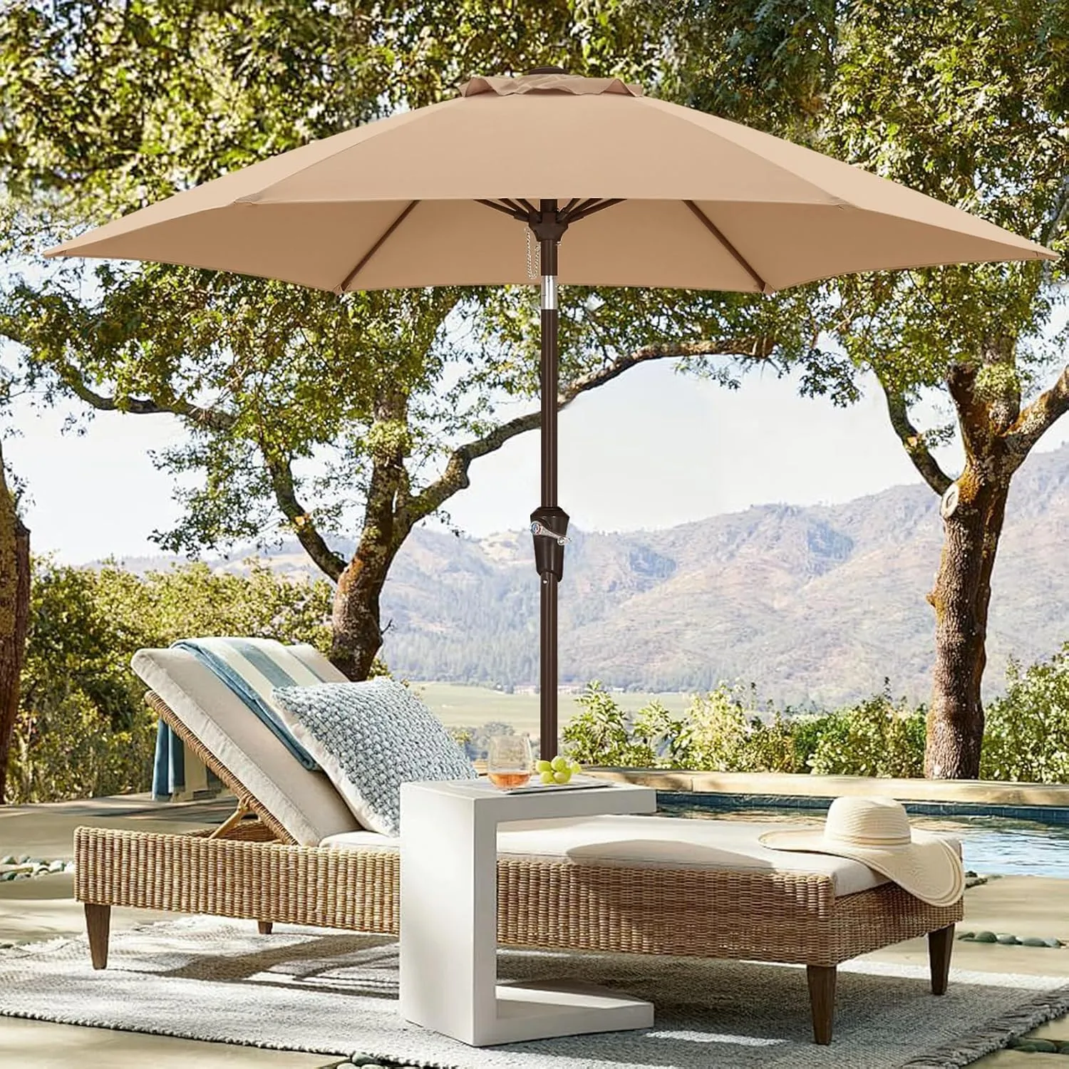 ABCCANOPY 7.5FT OutdoorPatio Umbrella, UV Protection Table Umbrella w/Crank for Easy Set Up, Suitable for Garden, Lawn, Deck & Backyard (Khaki)