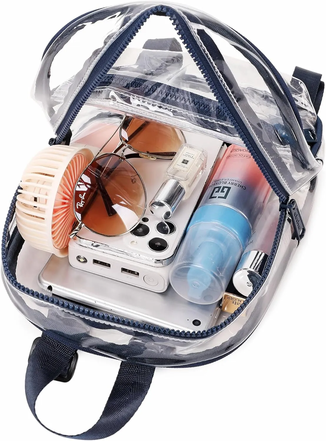 abshoo Clear Mini Backpack for Stadium Events Approved 12 x6 x12 Clear Bag for Girls Women See Through Bag for Concert Work Sport Event (Navy)