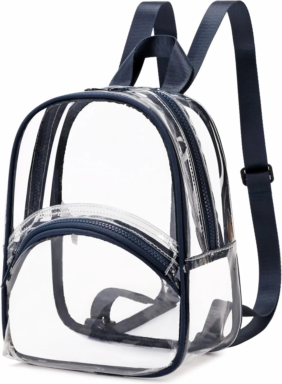abshoo Clear Mini Backpack for Stadium Events Approved 12 x6 x12 Clear Bag for Girls Women See Through Bag for Concert Work Sport Event (Navy)