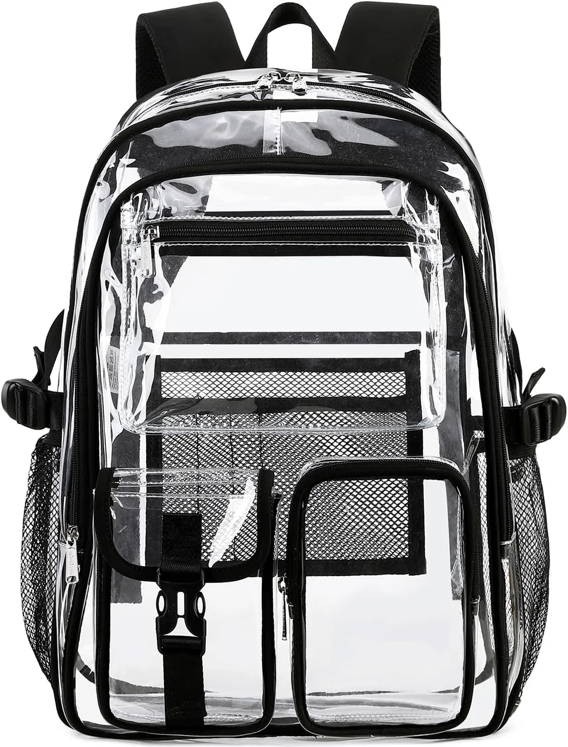 abshoo Large Clear Backpack For Girls Women School Bookbag Heavy Duty Transparent Backpack (Black)