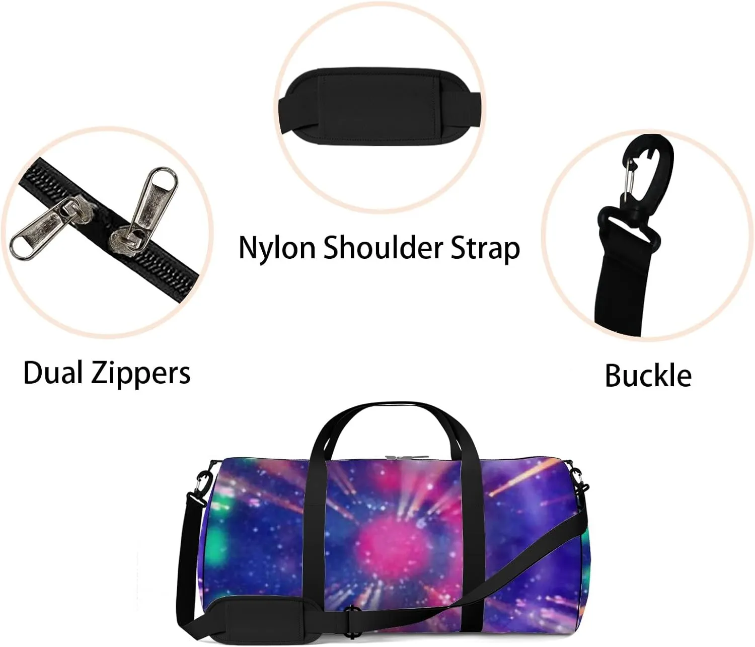 Abstract Lens Flare Concept Image Space Sports Bag Tote Bag Waterproof Gym Bag with Shoulder Strap Zipper 2 Side Pockets for Men and Women, Travel and Storage Shoulder Bag.