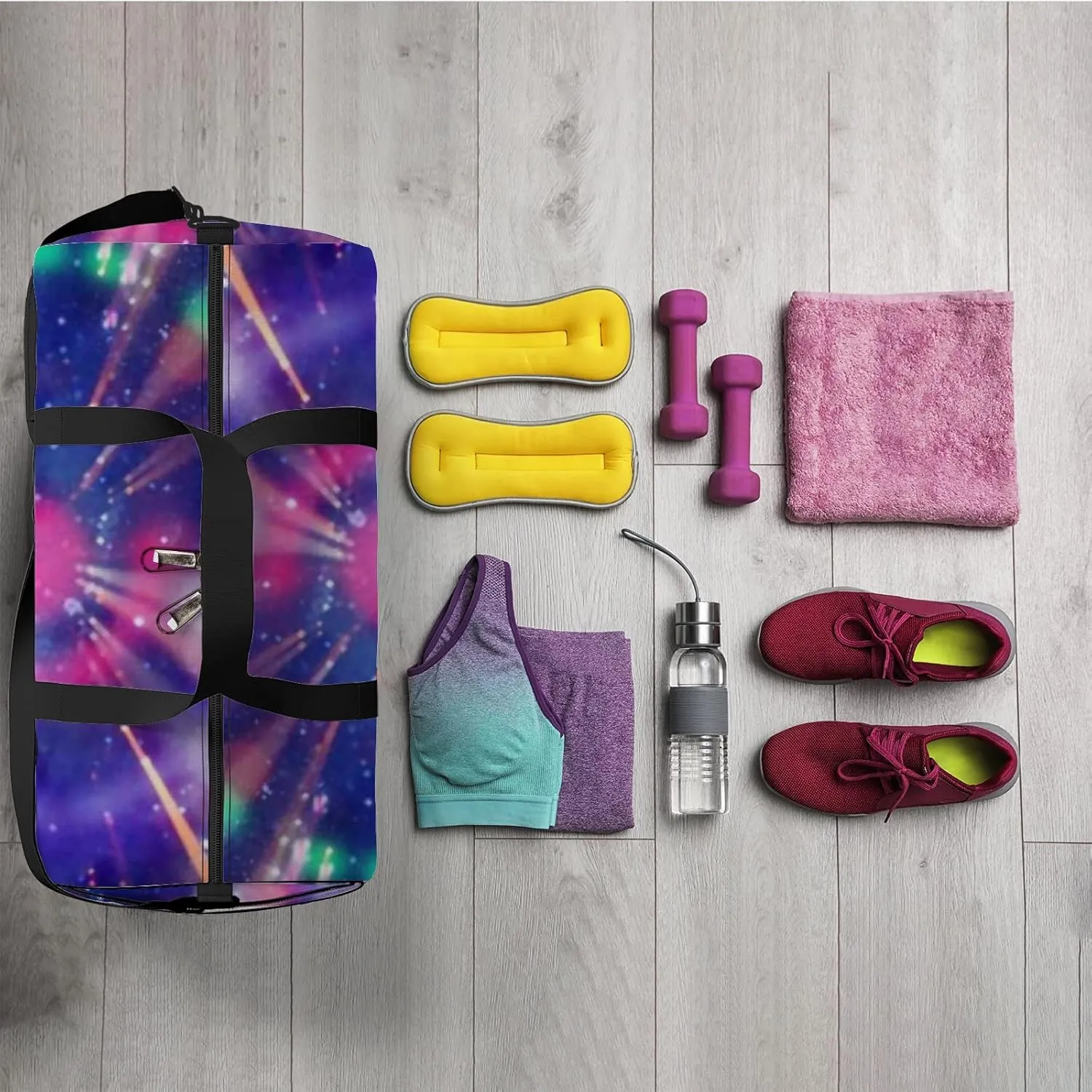 Abstract Lens Flare Concept Image Space Sports Bag Tote Bag Waterproof Gym Bag with Shoulder Strap Zipper 2 Side Pockets for Men and Women, Travel and Storage Shoulder Bag.