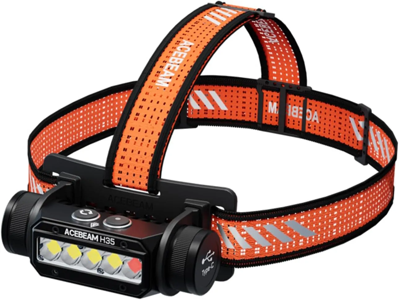 ACEBEAM H35 2600 High Lumens 5-Core Dual-light Source Headlamp with 200 Lumens Red Light, 100° Wide Beam Head Lamp, 5Mode LED Headlamp Rechargeable, Bright Head Lights for Forehead, Hard Hat Headlight