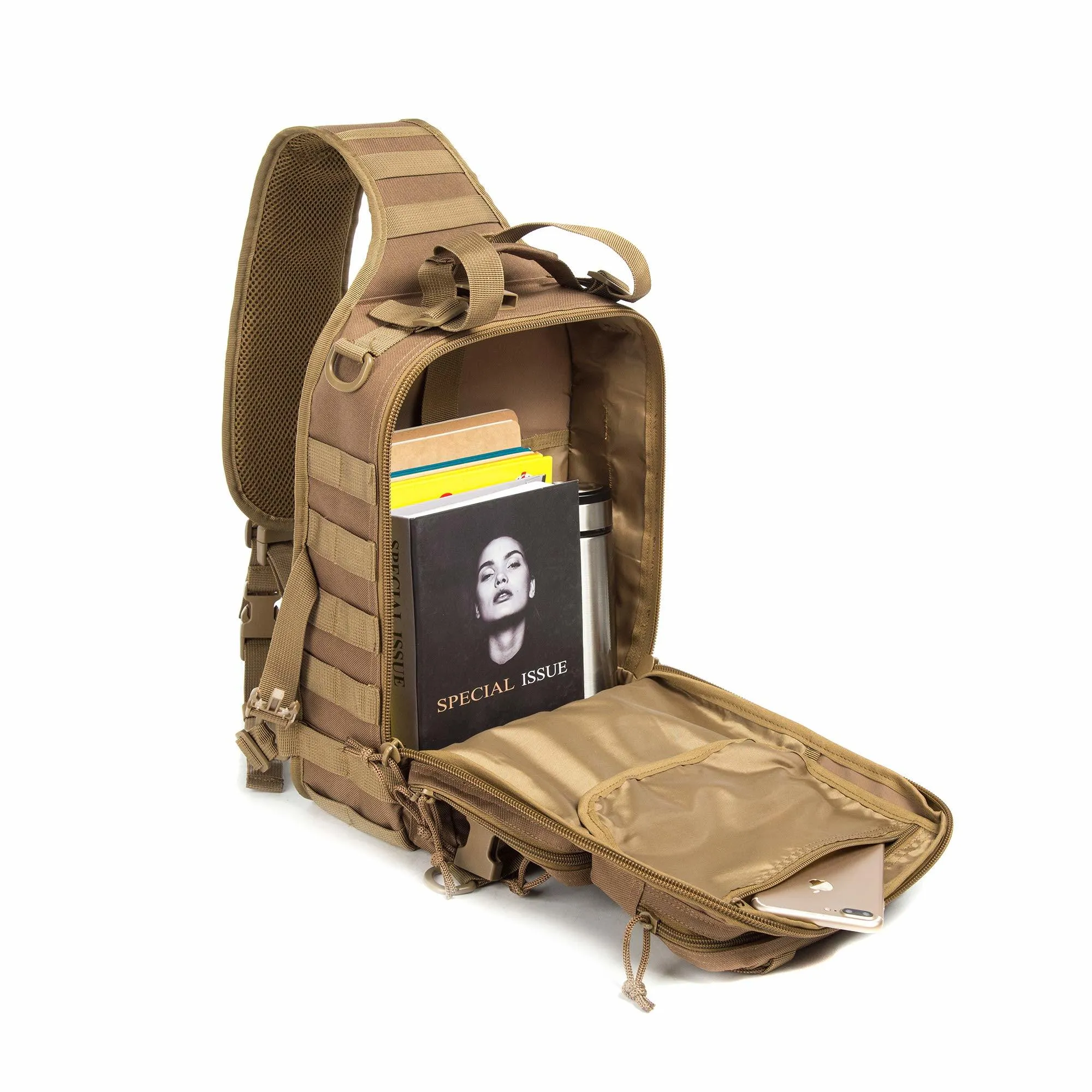 Actical Sling Bag Pack Military Rover Shoulder Sling Backpack EDC Molle Assault Range Bag Everyday out Carry Diaper Bag Carry Bag Small Dyt-003