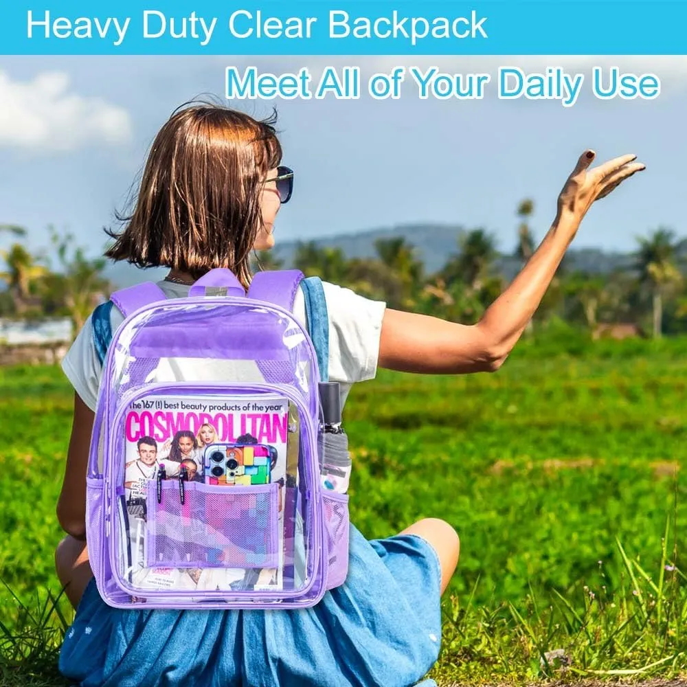 AGSDON Clear Backpack, Heavy Duty Transparent Bookbag, See Through PVC Backpacks for Women Men