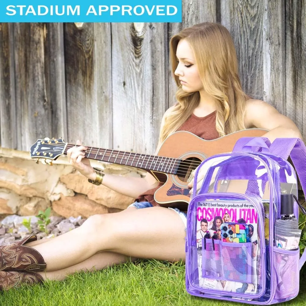 AGSDON Clear Backpack, Heavy Duty Transparent Bookbag, See Through PVC Backpacks for Women Men