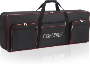 AKOZLIN 34"x13"x4" Electric Piano Keyboard 49 Key Keyboard Case Gig Bag with Adjustable Straps and 5-Pocket for Keyboard Accessaries