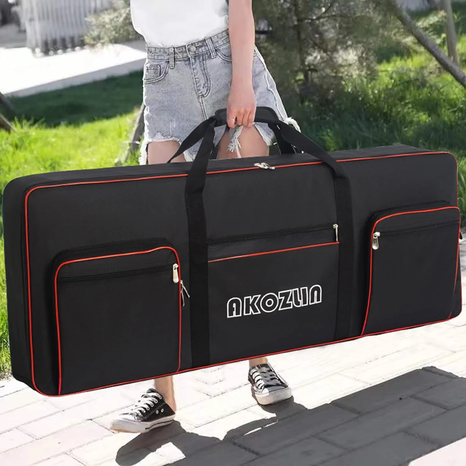 AKOZLIN 76 Keys Electric Piano Keyboard Gig Bag 47"x6.5"x18.1" Soft 76 Note Keyboards Case With 5-Pocket for Keyboard Accessaries