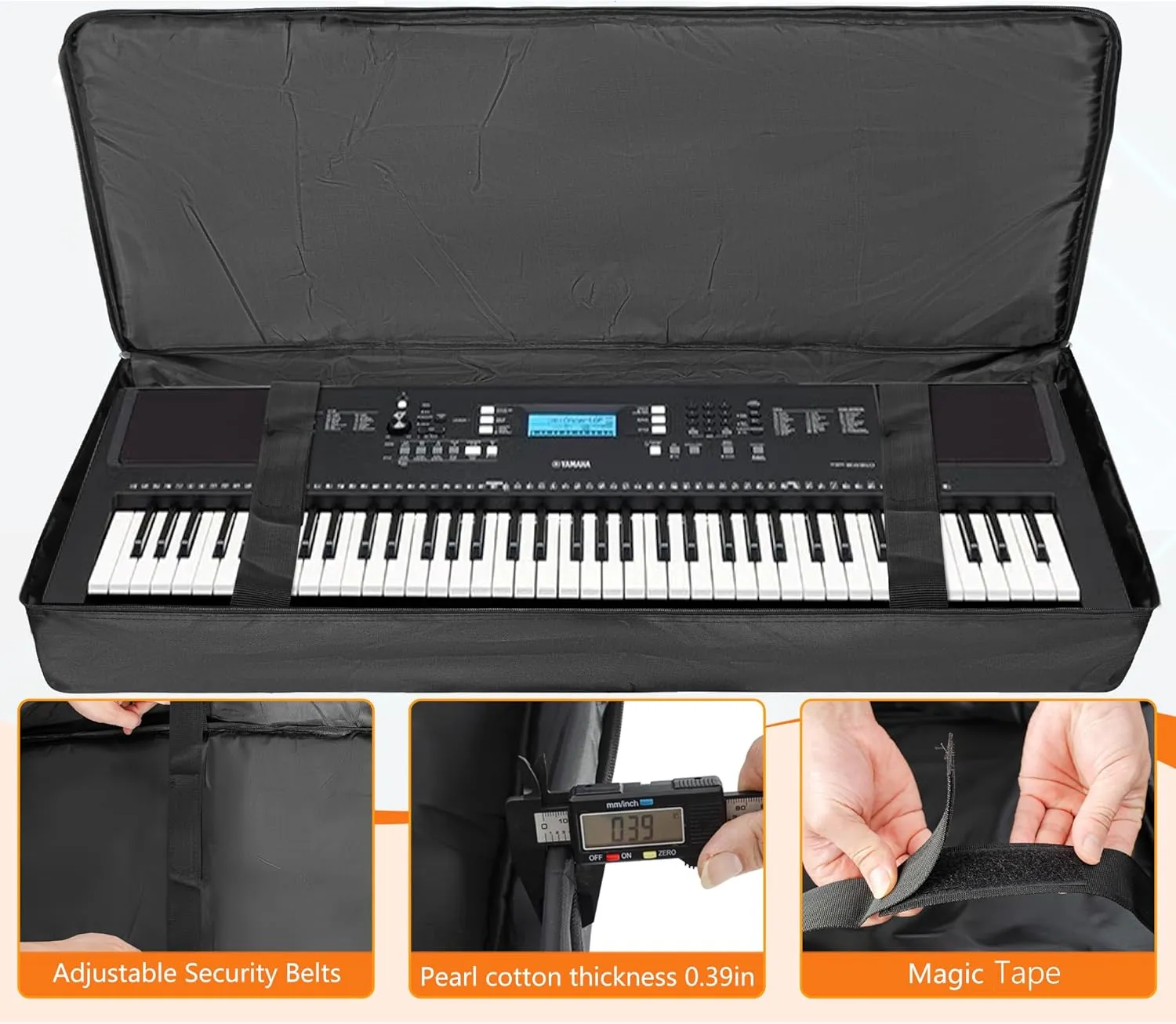 AKOZLIN 76 Keys Electric Piano Keyboard Gig Bag 47"x6.5"x18.1" Soft 76 Note Keyboards Case With 5-Pocket for Keyboard Accessaries