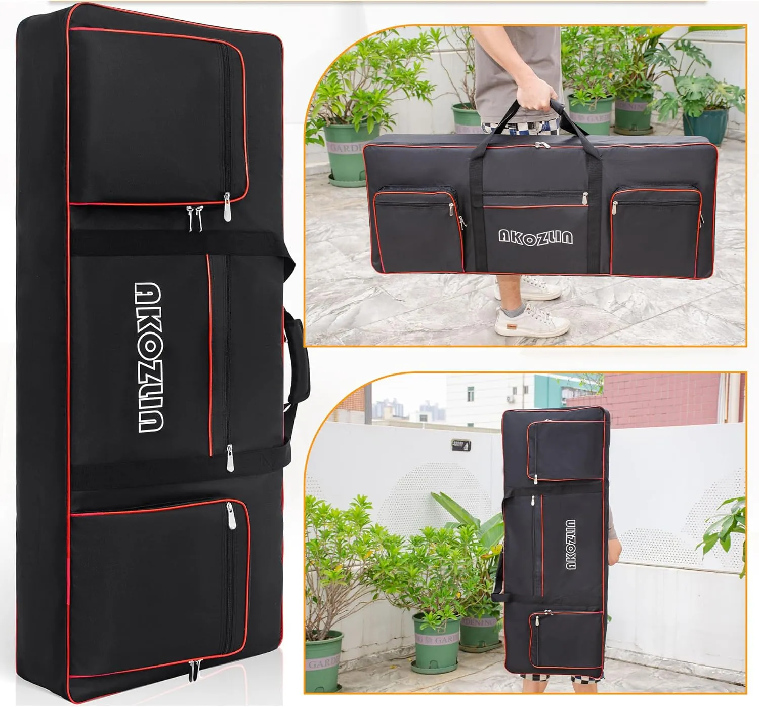 AKOZLIN 76 Keys Electric Piano Keyboard Gig Bag 47"x6.5"x18.1" Soft 76 Note Keyboards Case With 5-Pocket for Keyboard Accessaries