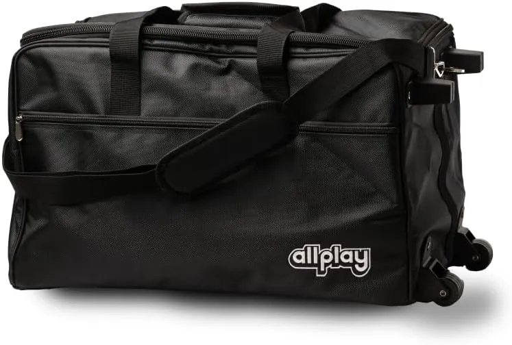 Allplay Rolling Board Game Bag - Fits 7 Standard Boxes - Suitcase/Backpack/Shoulder Strap/Carry Handle - Padded For Protection - Duffle Bag For Travel Or Game Night - Pocket For DND Accessories