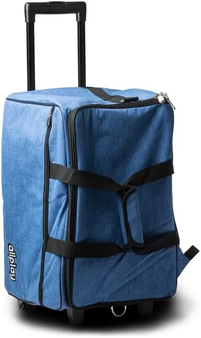 Allplay Rolling Board Game Bag - Fits 7 Standard Boxes - Suitcase/Backpack/Shoulder Strap/Carry Handle - Padded For Protection - Duffle Bag For Travel Or Game Night - Pocket For DND Accessories