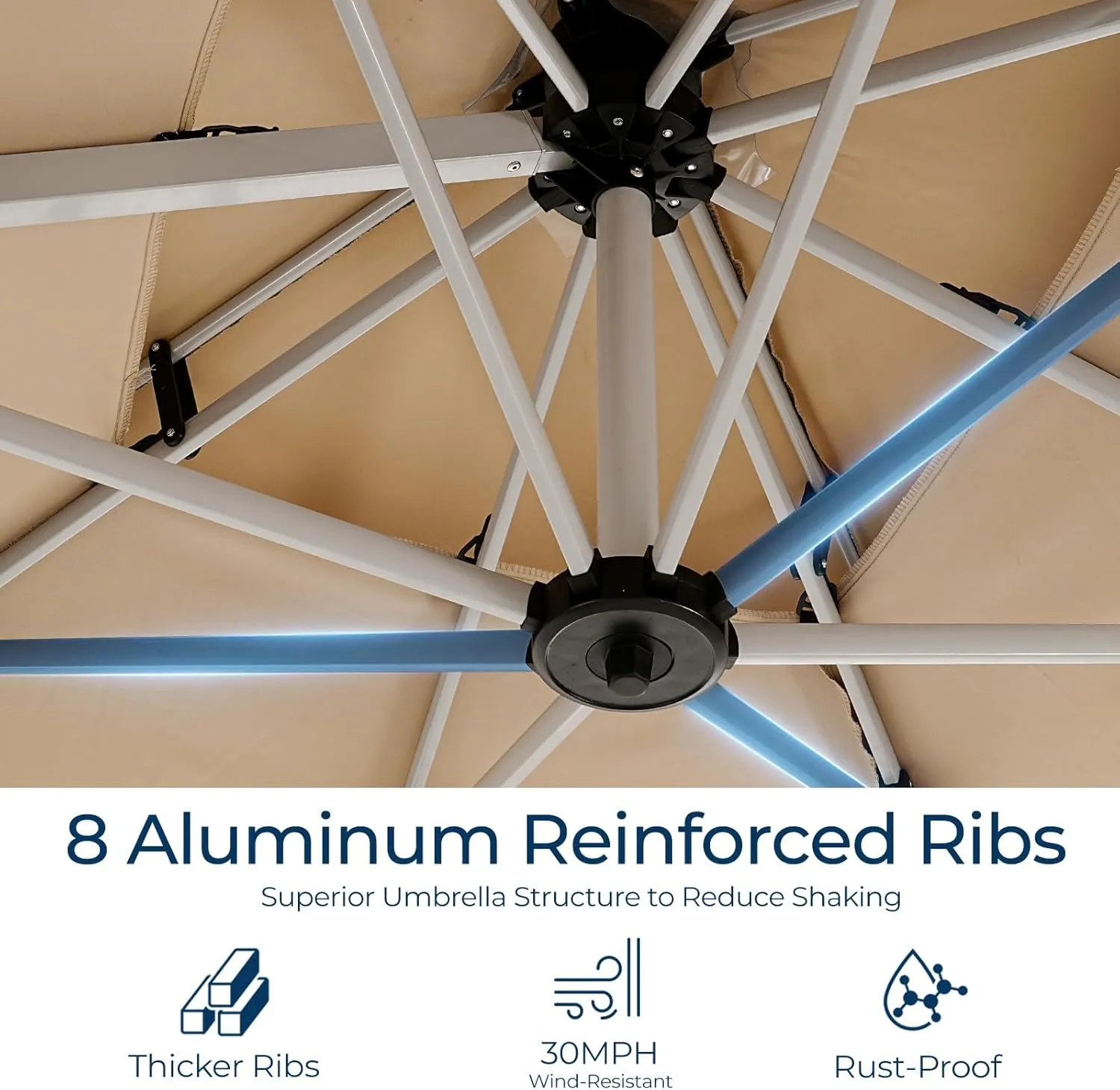 Aluminum Cantilever Patio Umbrella - Large Offset Heavy-Duty Umbrella with 360° Rotation, Infinite Tilt, Double Top, 10-Year Rustproof, 5-Year Fade-Resistant for Outdoor, Pool