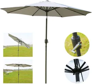 Aluminum Parasol Garden Patio Parasol |2.7m| Waterproof/Tilt 75° / Sun Protection Uv50 ,for Balcony/Terrace/Beach/Market, Cream - without Base
