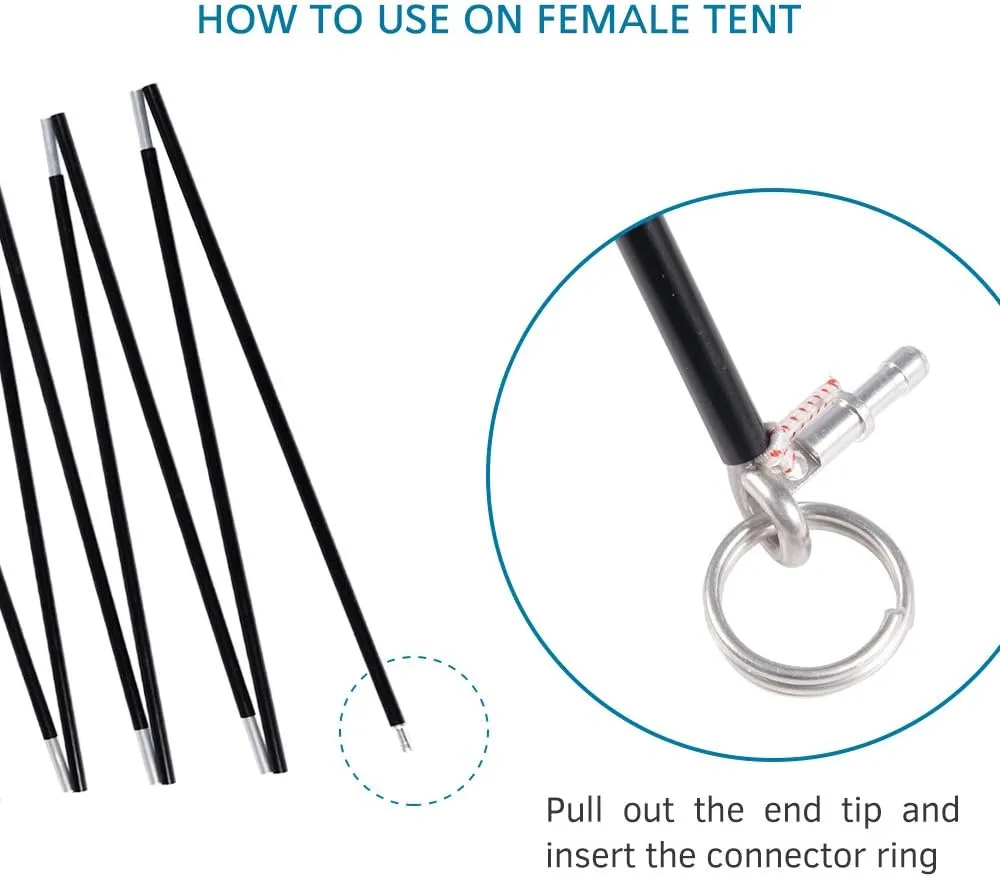 Aluminum Tent Poles Replacement, Fits Both Female and Male Ends, Lightweight Tent Pole Repair Kit, 7001 Aluminum Alloy T6 Heated