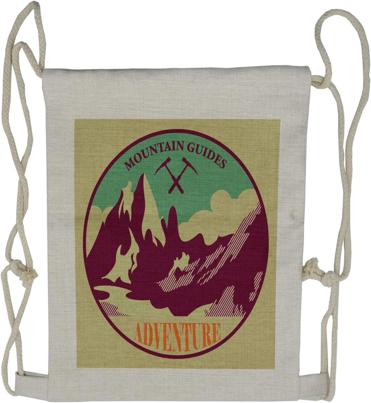 Ambesonne Adventure Drawstring Backpack, Trekking Camping Art, Sackpack Bag