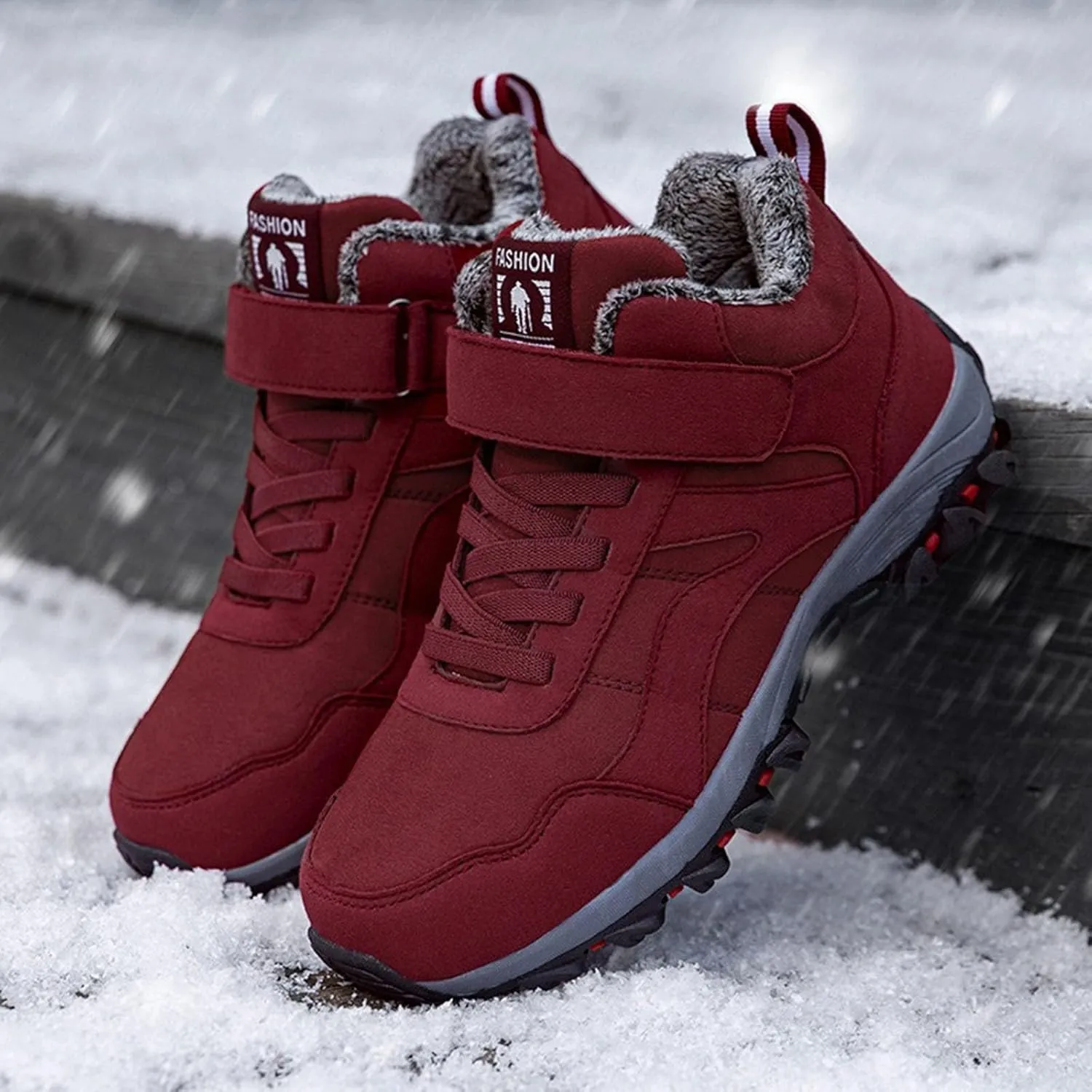 AMDBEL Snow Boots for Women, Womens Winter Boots Warm Fur Lined Anti-Slip Ankle Booties Walking Shoes Outdoor Trekking Shoes