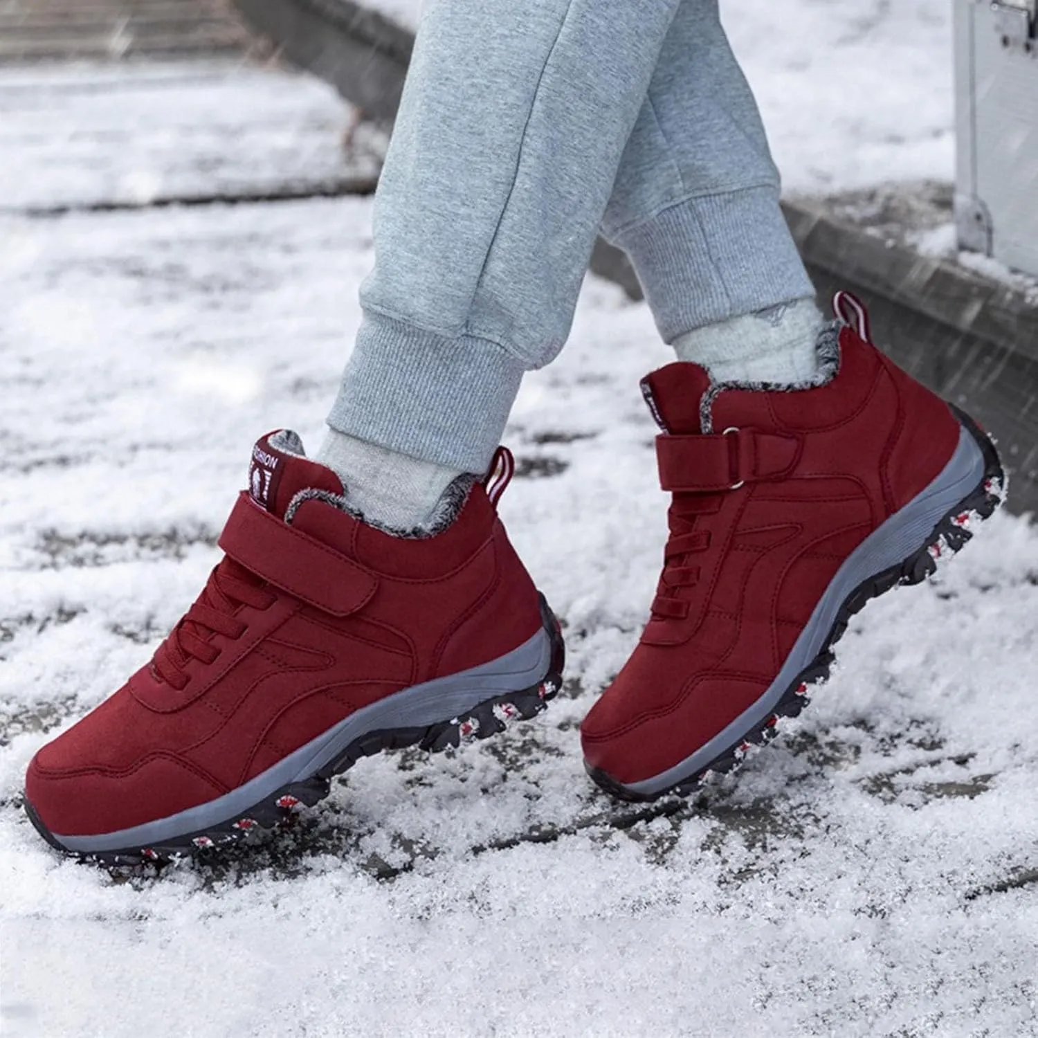 AMDBEL Snow Boots for Women, Womens Winter Boots Warm Fur Lined Anti-Slip Ankle Booties Walking Shoes Outdoor Trekking Shoes