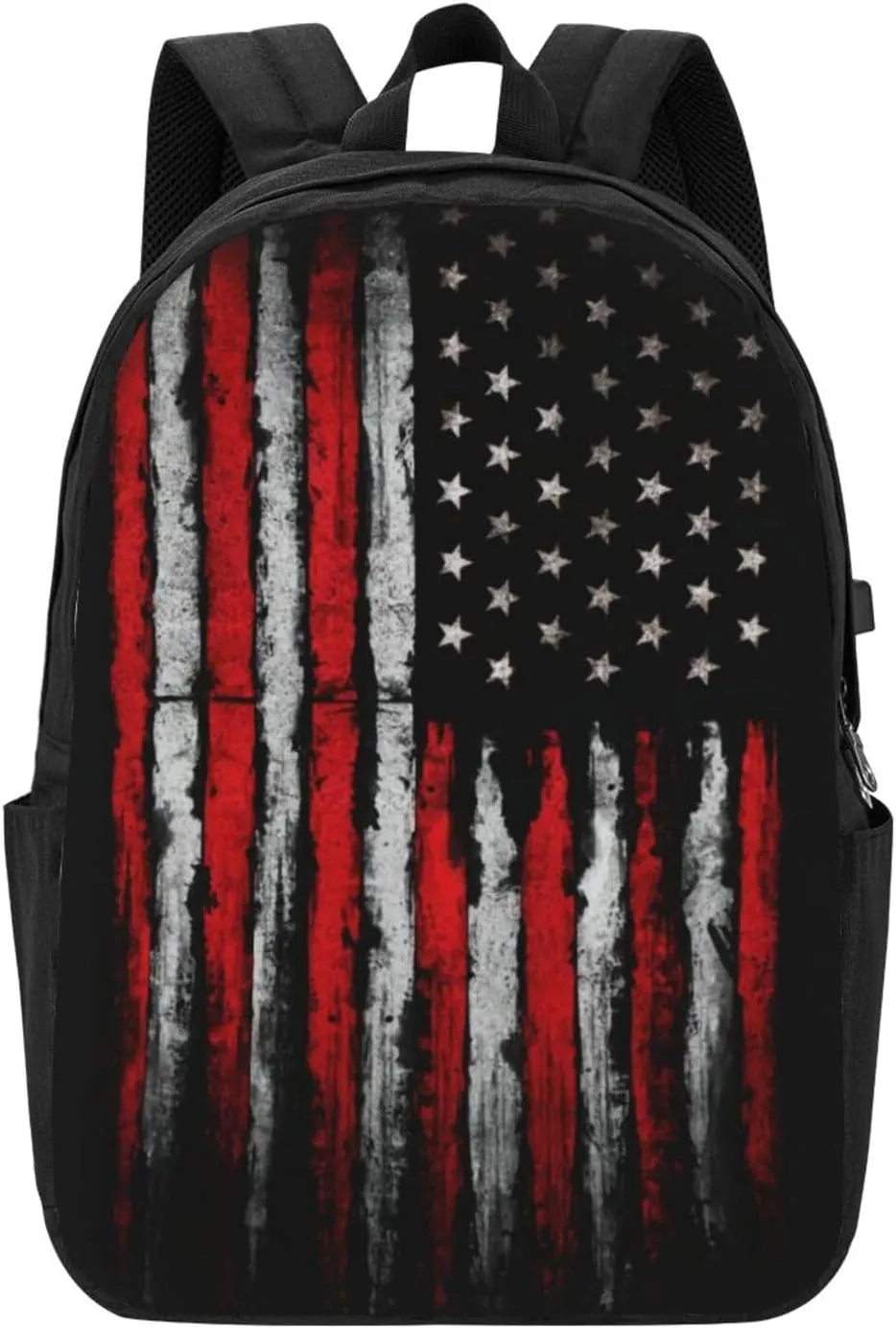 American flag Backpack, 17 Inch Travel Business Laptop Backpack With USB Port for Women Men