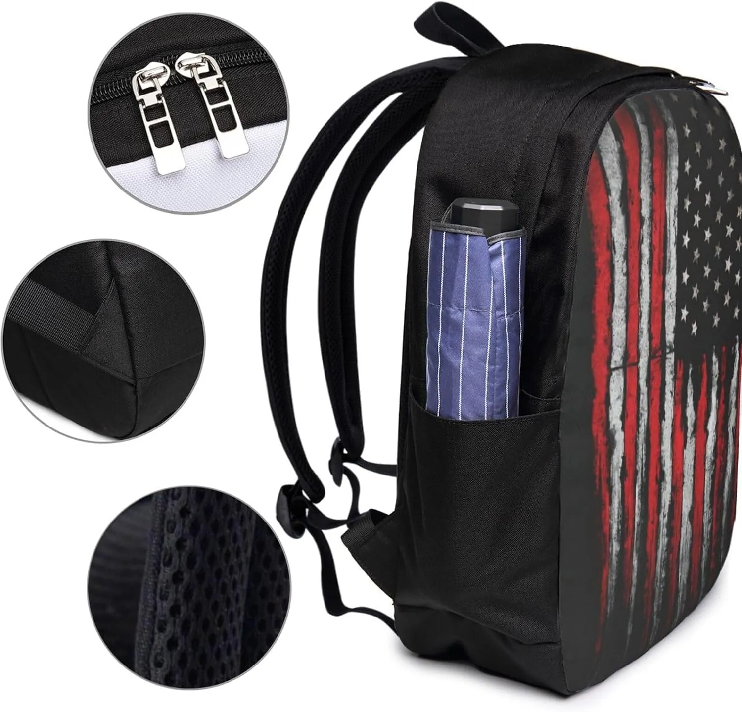 American flag Backpack, 17 Inch Travel Business Laptop Backpack With USB Port for Women Men