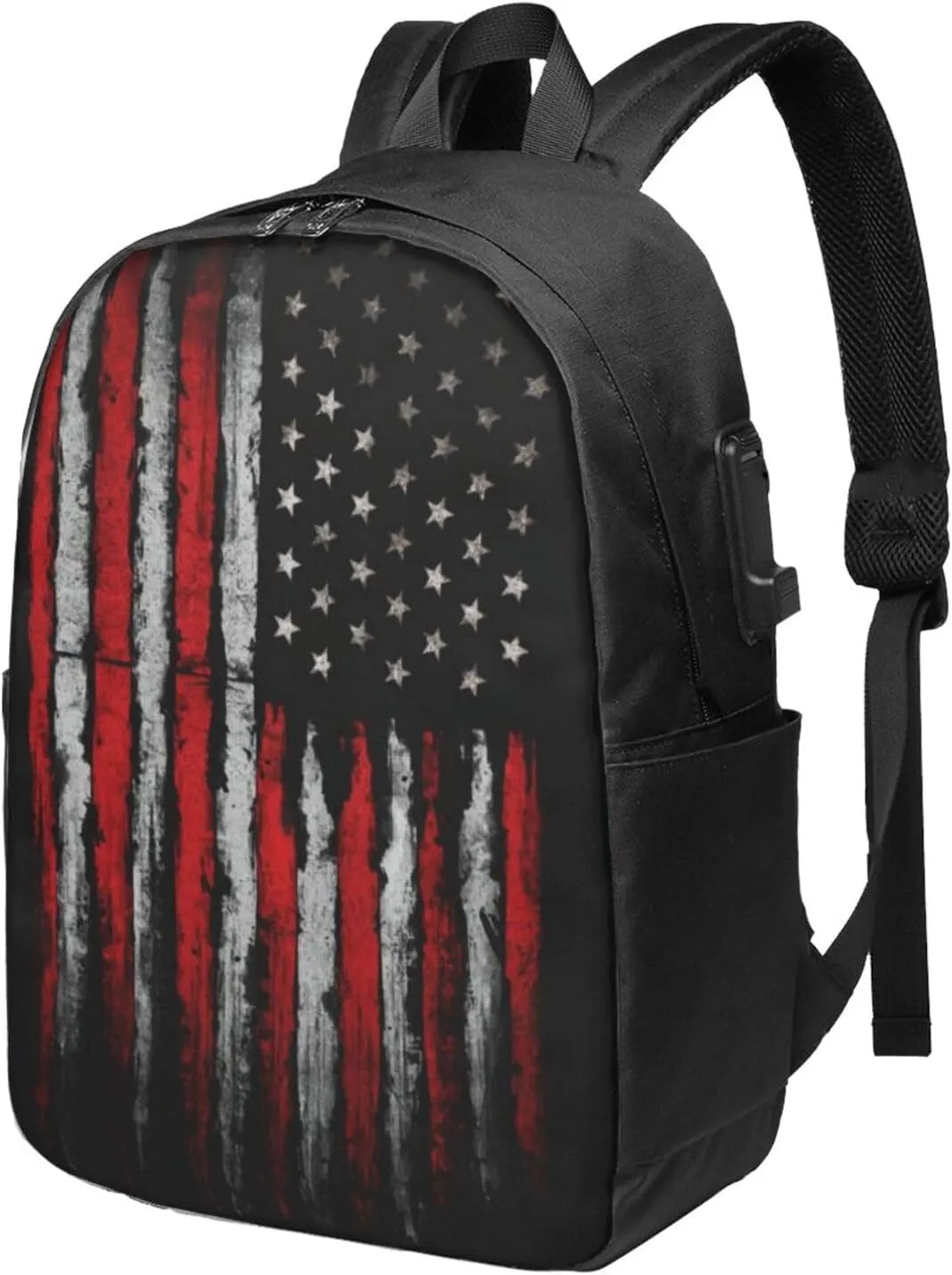 American flag Backpack, 17 Inch Travel Business Laptop Backpack With USB Port for Women Men