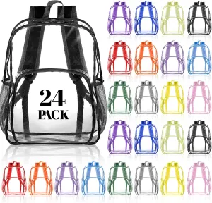 Amylove 24 Pcs Clear Backpack Bulk Stadium Approved Heavy Duty Clear Backpacks for Travel Security Sport (17 Inches,Multicolor)
