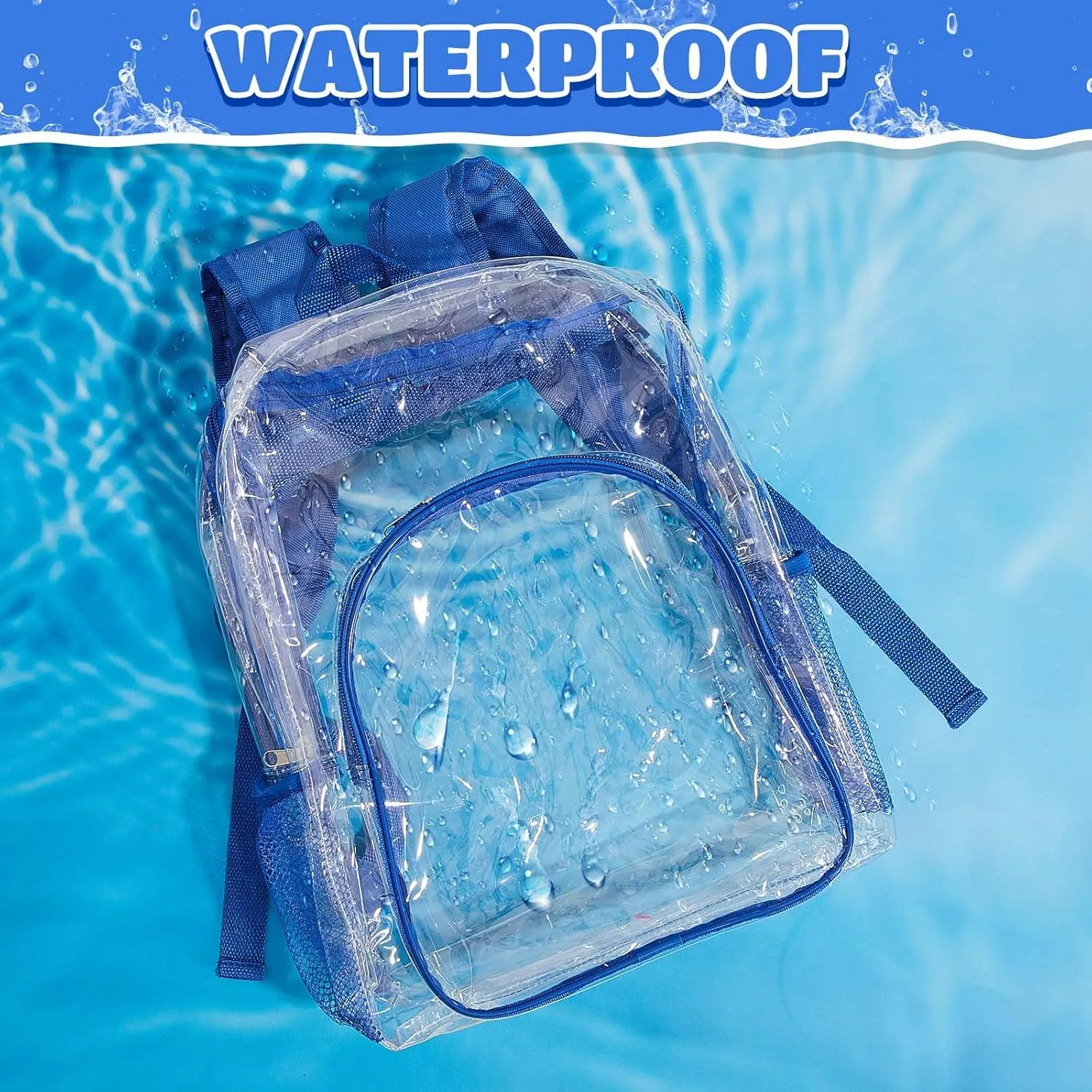 Amylove 6 Pcs Wholesale Clear Backpacks clear Backpack Bulk Stadium Approved Heavy Duty Clear Backpacks for Travel Security Sport (15 Inches,Multicolor)