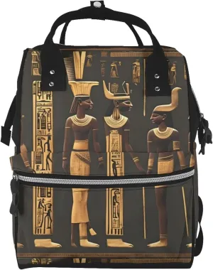 Ancient Egyptian Hieroglyph Diaper Bag Backpack Large Capacity Multifunction with Insulated Pockets Waterproof Baby Diaper Bags Baby Travel Essentials for Moms,Dads,Newborns