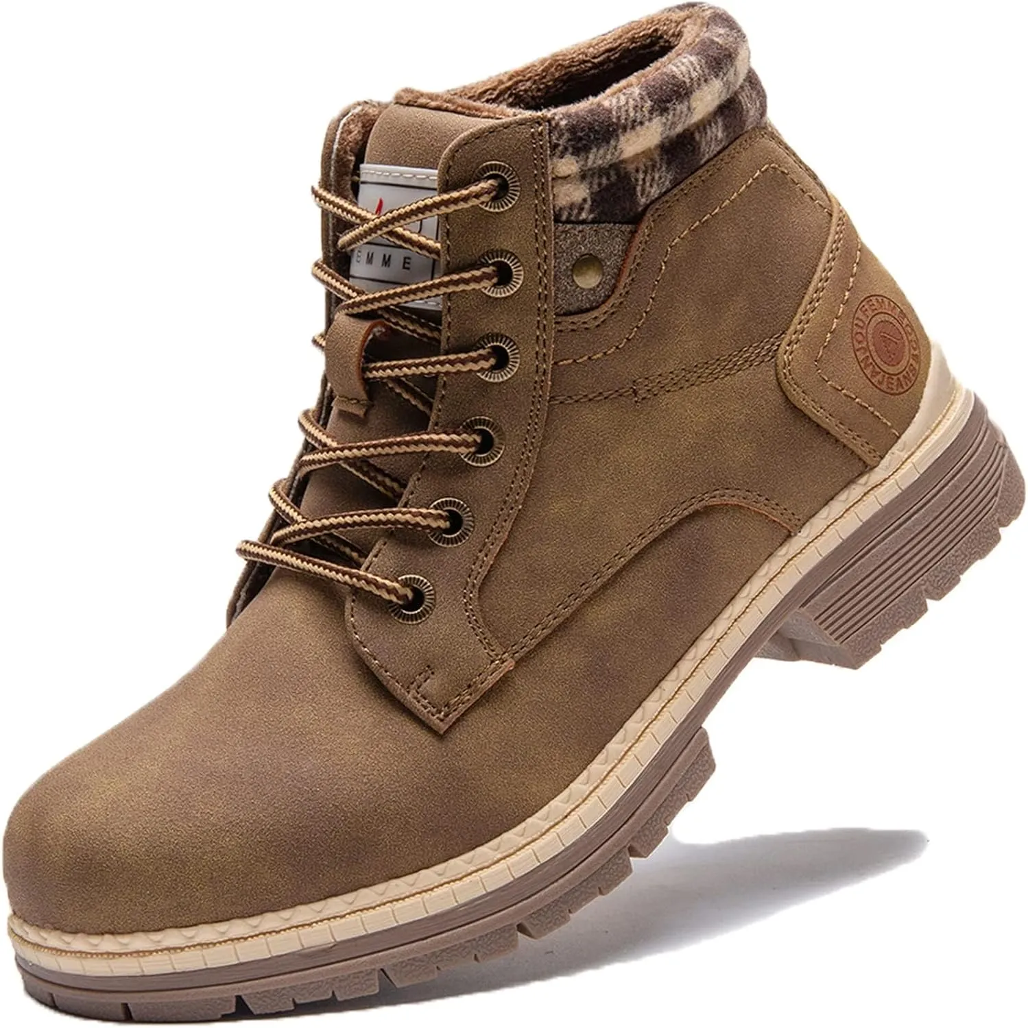 ANJOUFEMME Womens Hiking Snow Winter Boots - Outdoor Waterproof Lightweight Ankle Boots for Women Work Backpacking Boots FNW110-FNW08-BEIGE-6