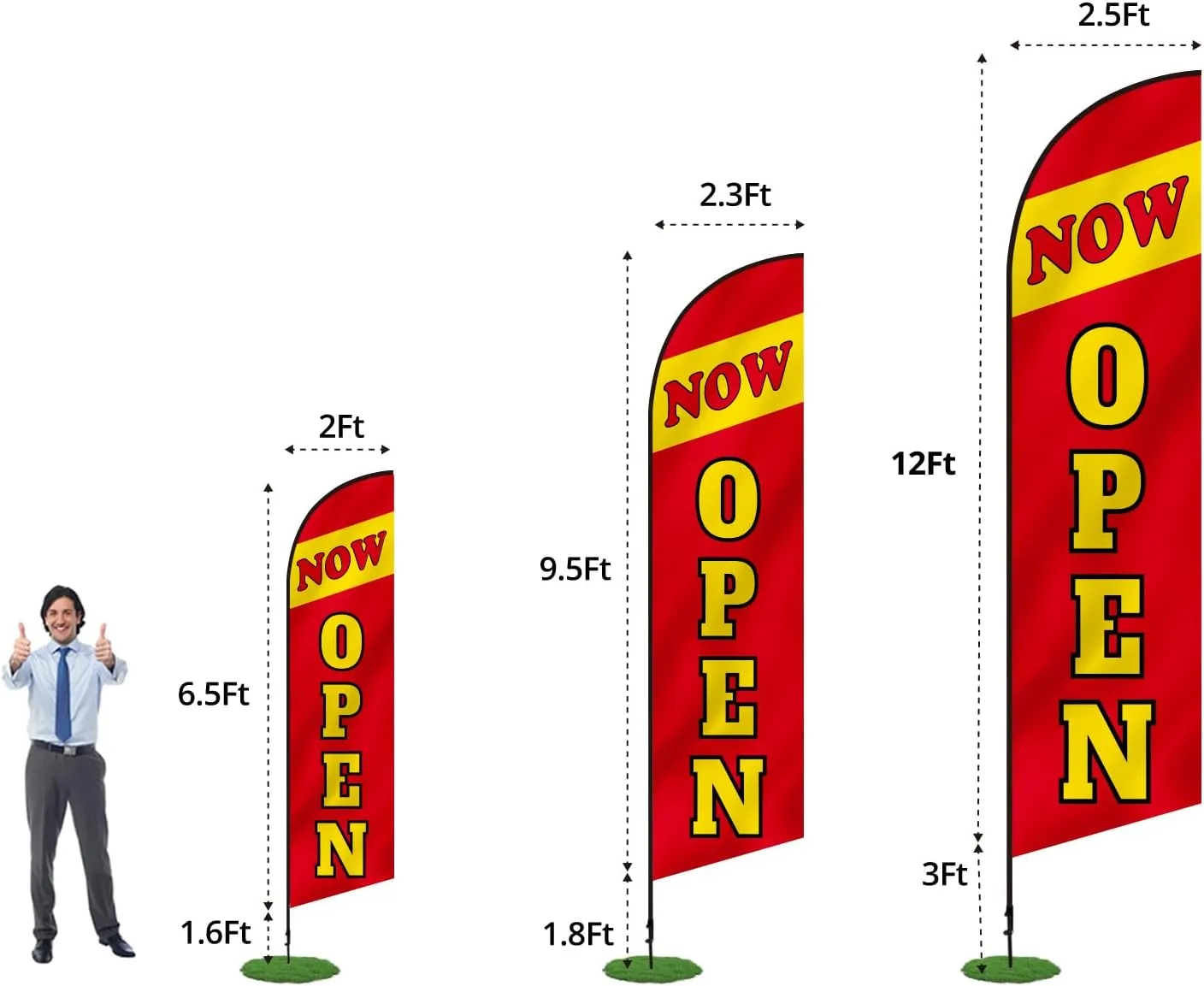Anley Feather Flagpole Set - Assembled Flutter Banner Pole Set with Carrying Bag - Fits 2.5 FT X 12 FT Feather Flags (Flag and Stand Not Included) - Flagpole ONLY