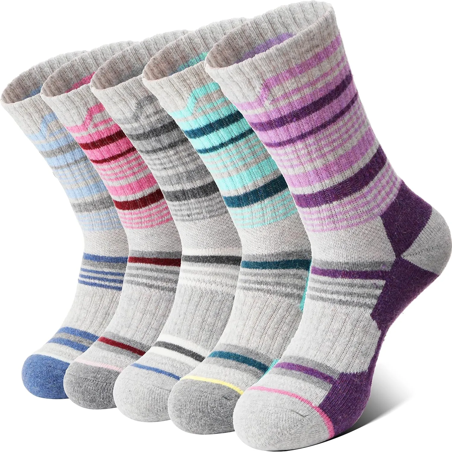 Anlisim Merino Wool Hiking Socks for Women Thermal Winter Warm Boot Work Cushion Socks 5 Pairs