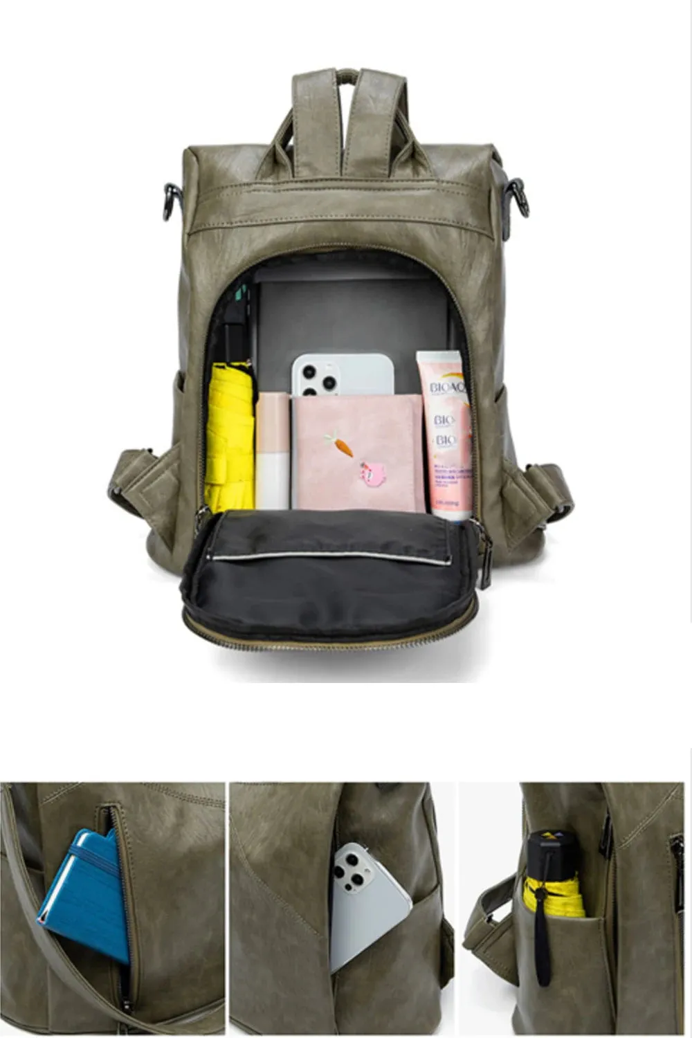 Anti-Theft Ladies Leather Backpack