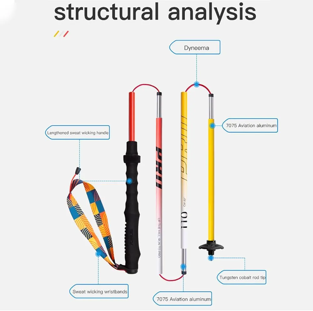 AONIJIE 2pcs New Folding Durable Trekking Pole, Lightweight Quick-Lock 7075 Aluminum Alloy Walking Pole for Cross-Country,