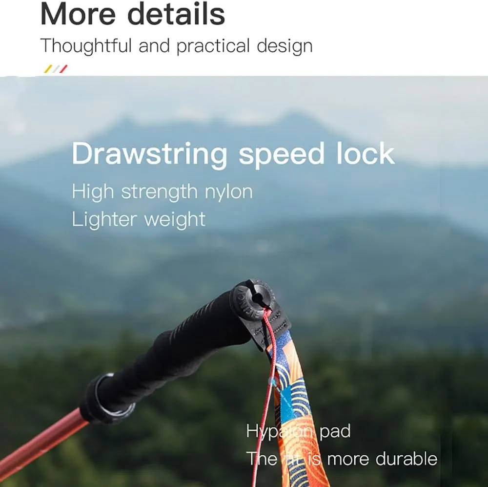 AONIJIE 2pcs New Folding Durable Trekking Pole, Lightweight Quick-Lock 7075 Aluminum Alloy Walking Pole for Cross-Country,