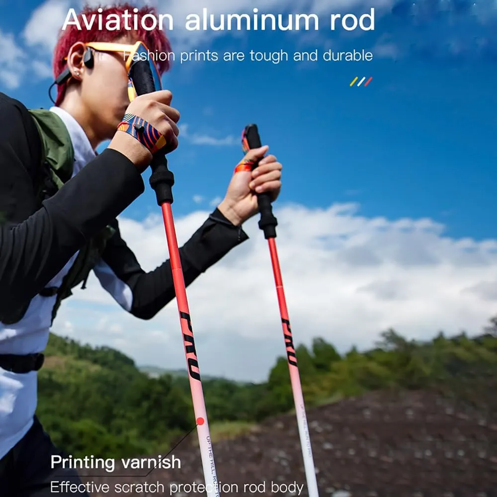 AONIJIE 2pcs New Folding Durable Trekking Pole, Lightweight Quick-Lock 7075 Aluminum Alloy Walking Pole for Cross-Country,