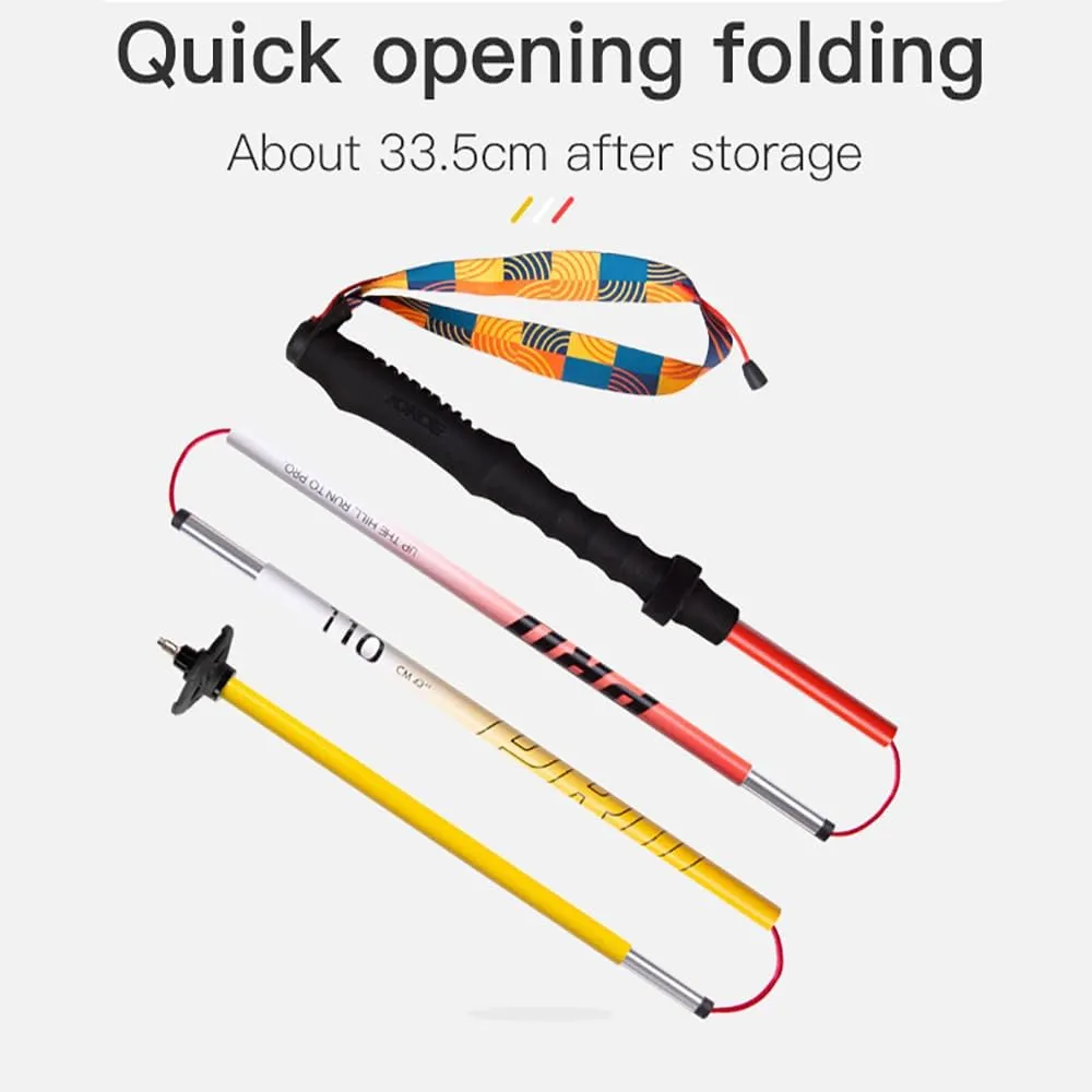 AONIJIE 2pcs New Folding Durable Trekking Pole, Lightweight Quick-Lock 7075 Aluminum Alloy Walking Pole for Cross-Country,