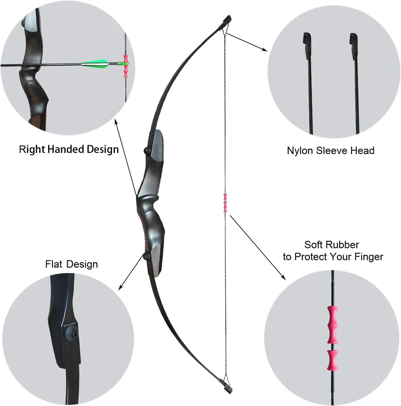 Archery Bow and Arrows Set for Adults 20 30 40 lbs Bow and Arrow for Beginner Teens Black Longbow Kit for Outdoor Hunting Archery Target with Quiver Target Faces Arm Guard Finger Saver