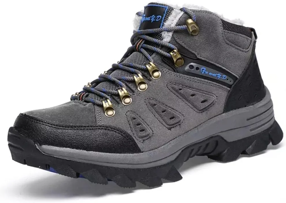 Asifn Men's Boots Winter High Top Snow Boots Leather Outdoor Hiking Mid Trekking Shoes