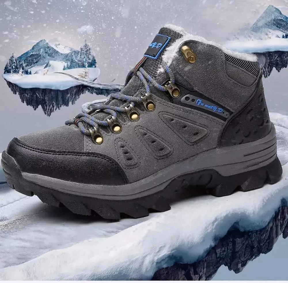 Asifn Men's Boots Winter High Top Snow Boots Leather Outdoor Hiking Mid Trekking Shoes