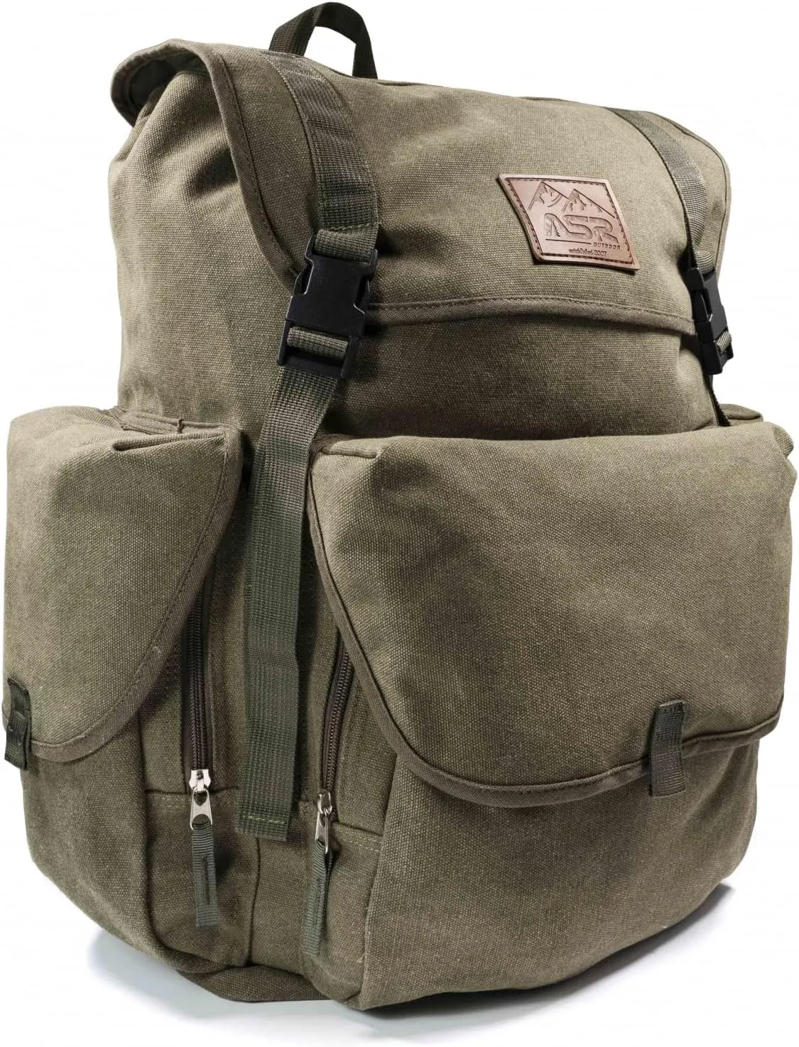 ASR Outdoor 30L Heavy Duty Gold Prospecting Backpack, Canvas Camping Rucksack (OD Green)