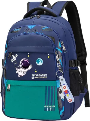 Astronaut Backpack for Boys Teens, Large Capacity School Bag Bookbag for Kids Elementary Middle (Blue Cyan)