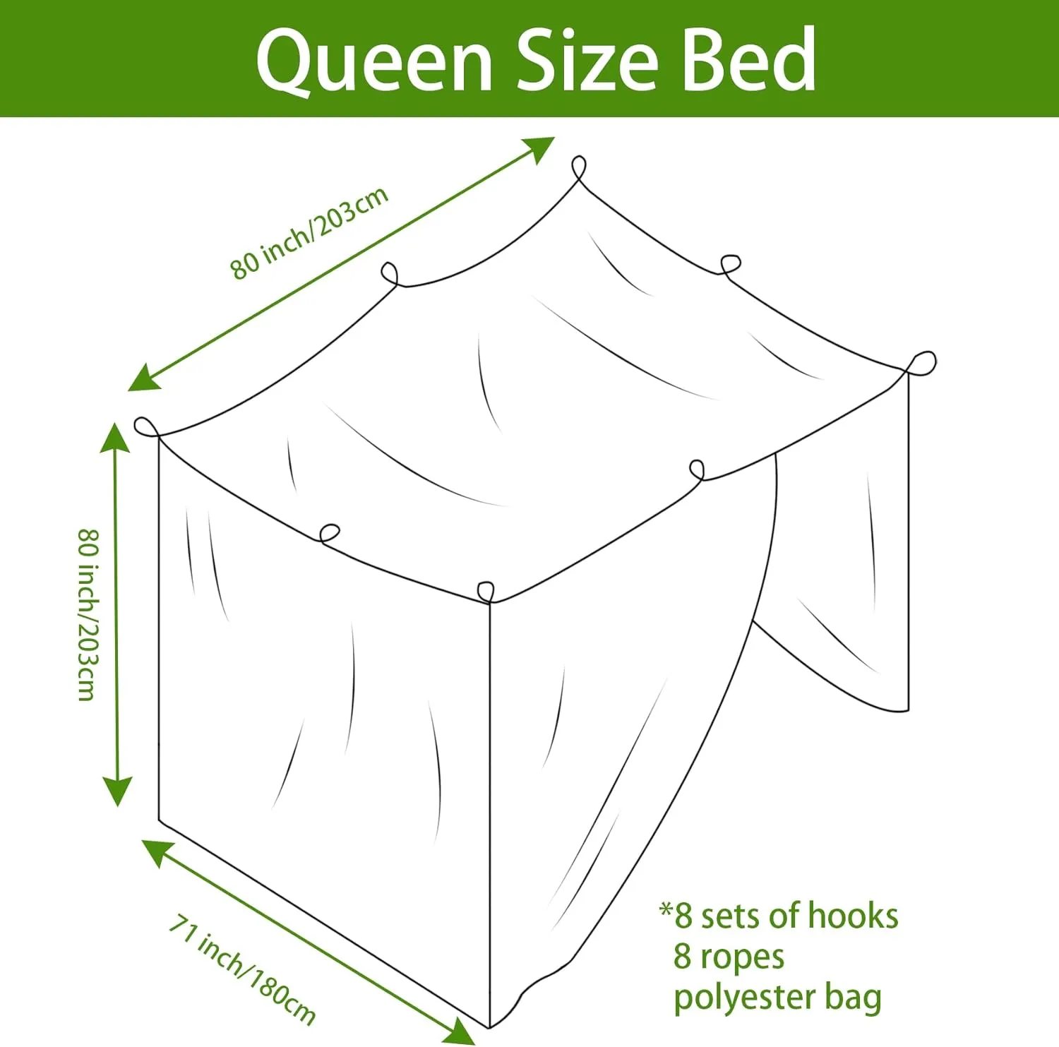 Aventik EDSRDLUZ 400 Fine Meshes Luxury Mosquito Large Square Net for Single to King-Sized Beds, 2 Side Openings & 8 Hanging Loops Decorative Rectangular Shape for Home & Travel