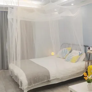 Aventik EDSRDLUZ 400 Fine Meshes Luxury Mosquito Large Square Net for Single to King-Sized Beds, 2 Side Openings & 8 Hanging Loops Decorative Rectangular Shape for Home & Travel