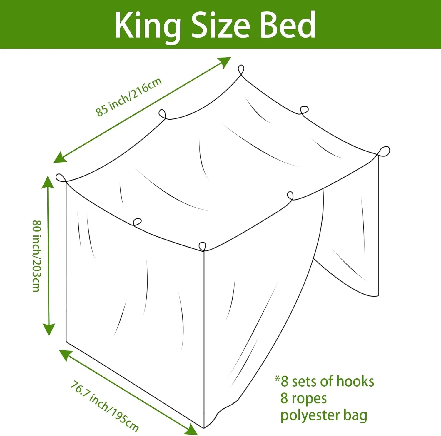 Aventik EDSRDLUZ 400 Fine Meshes Luxury Mosquito Large Square Net for Single to King-Sized Beds, 2 Side Openings & 8 Hanging Loops Decorative Rectangular Shape for Home & Travel